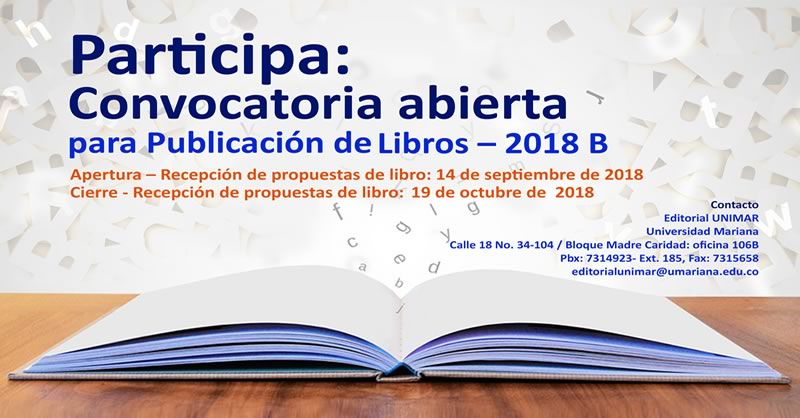 PARTICIPA EN LA CONVOCATORIA PARA PUBLICACIÓN DE LIBROS – 2018 B
