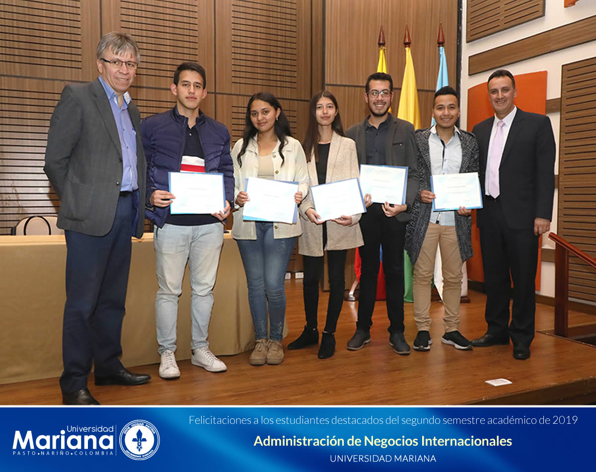RECONOCIMIENTO ACADÉMICO A ESTUDIANTES DESTACADOS DE LA UNIVERSIDAD MARIANA - SEGUNDO SEMESTRE DE 2019