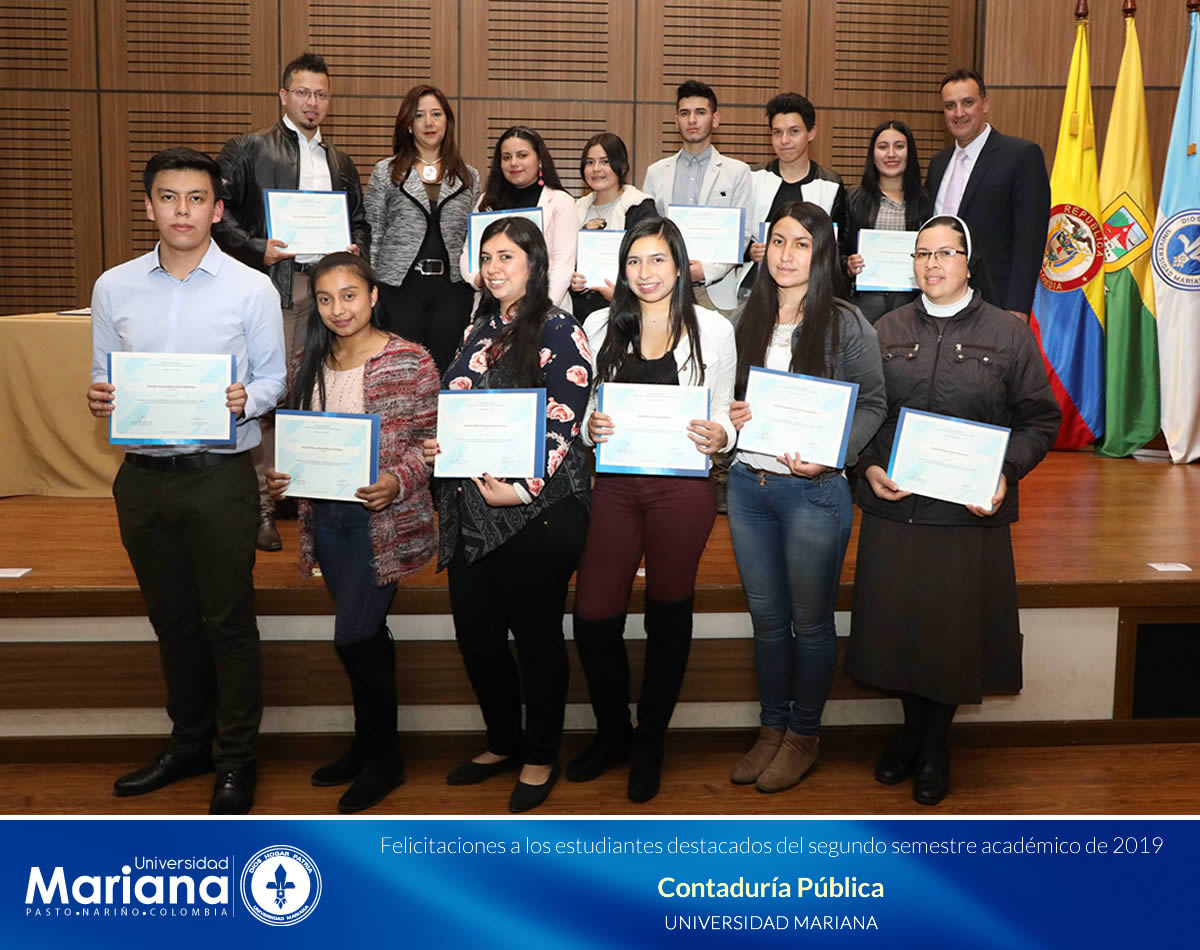 RECONOCIMIENTO ACADÉMICO A ESTUDIANTES DESTACADOS DE LA UNIVERSIDAD MARIANA - SEGUNDO SEMESTRE DE 2019