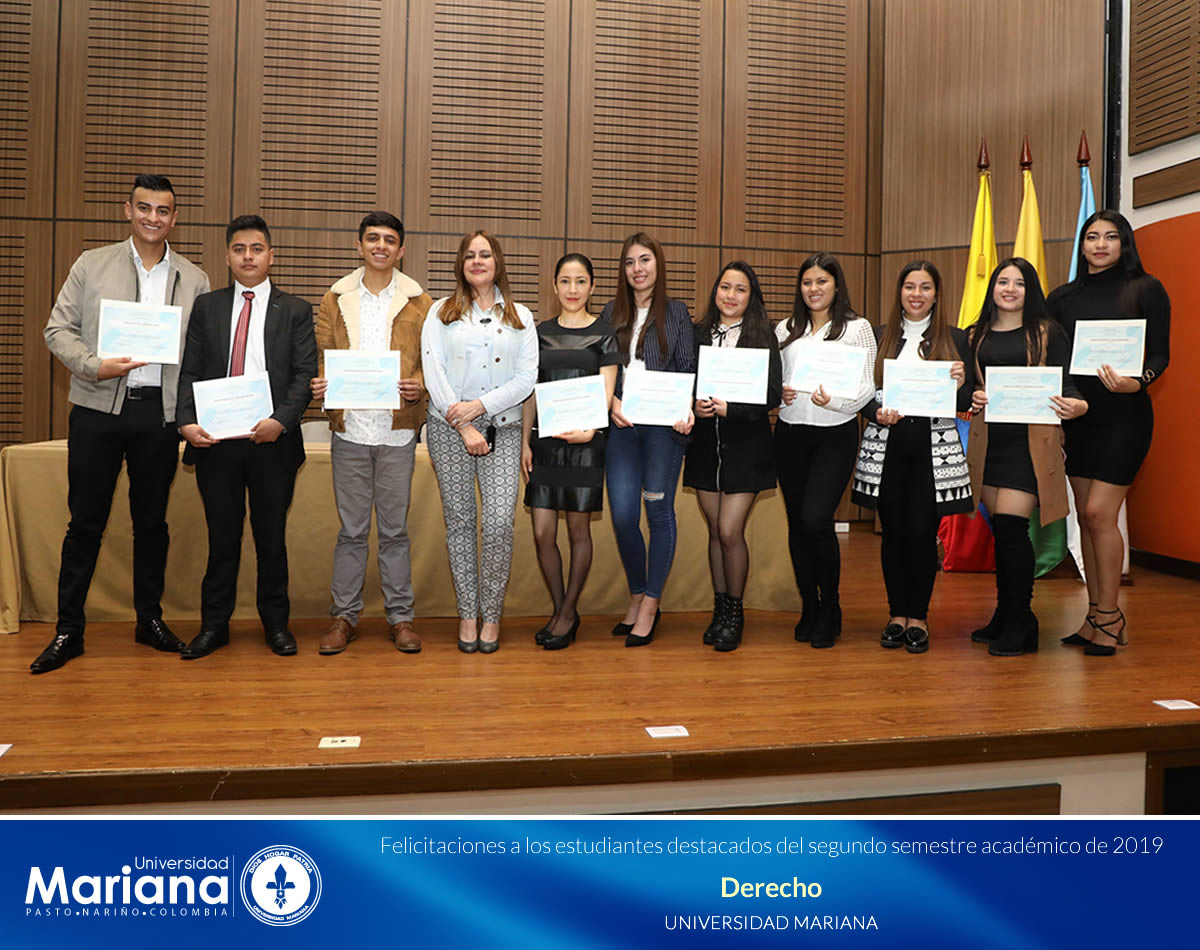 RECONOCIMIENTO ACADÉMICO A ESTUDIANTES DESTACADOS DE LA UNIVERSIDAD MARIANA - SEGUNDO SEMESTRE DE 2019