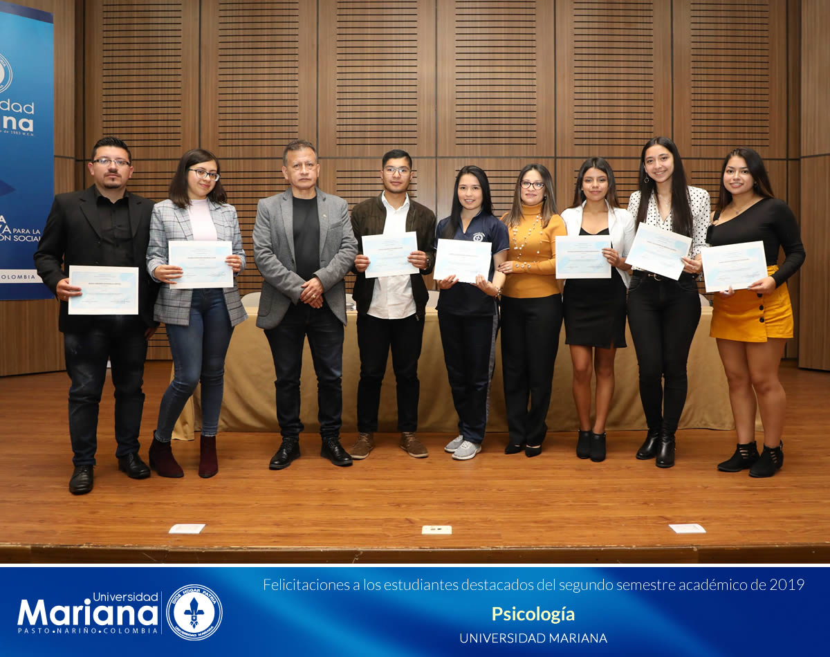 RECONOCIMIENTO ACADÉMICO A ESTUDIANTES DESTACADOS DE LA UNIVERSIDAD MARIANA - SEGUNDO SEMESTRE DE 2019