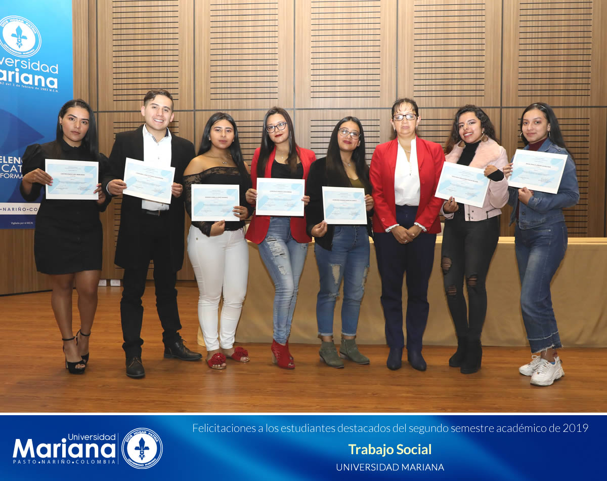 RECONOCIMIENTO ACADÉMICO A ESTUDIANTES DESTACADOS DE LA UNIVERSIDAD MARIANA - SEGUNDO SEMESTRE DE 2019