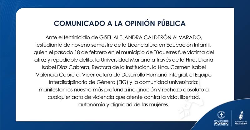 COMUNICADO A LA OPINIÓN PÚBLICA