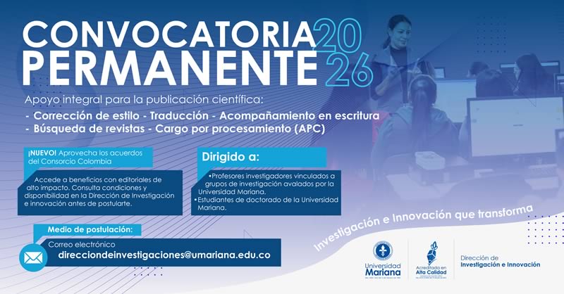 CONVOCATORIA PERMANENTE PARA PUBLICACIÓN DE ARTÍCULOS CIENTÍFICOS – QUINTA VERSIÓN